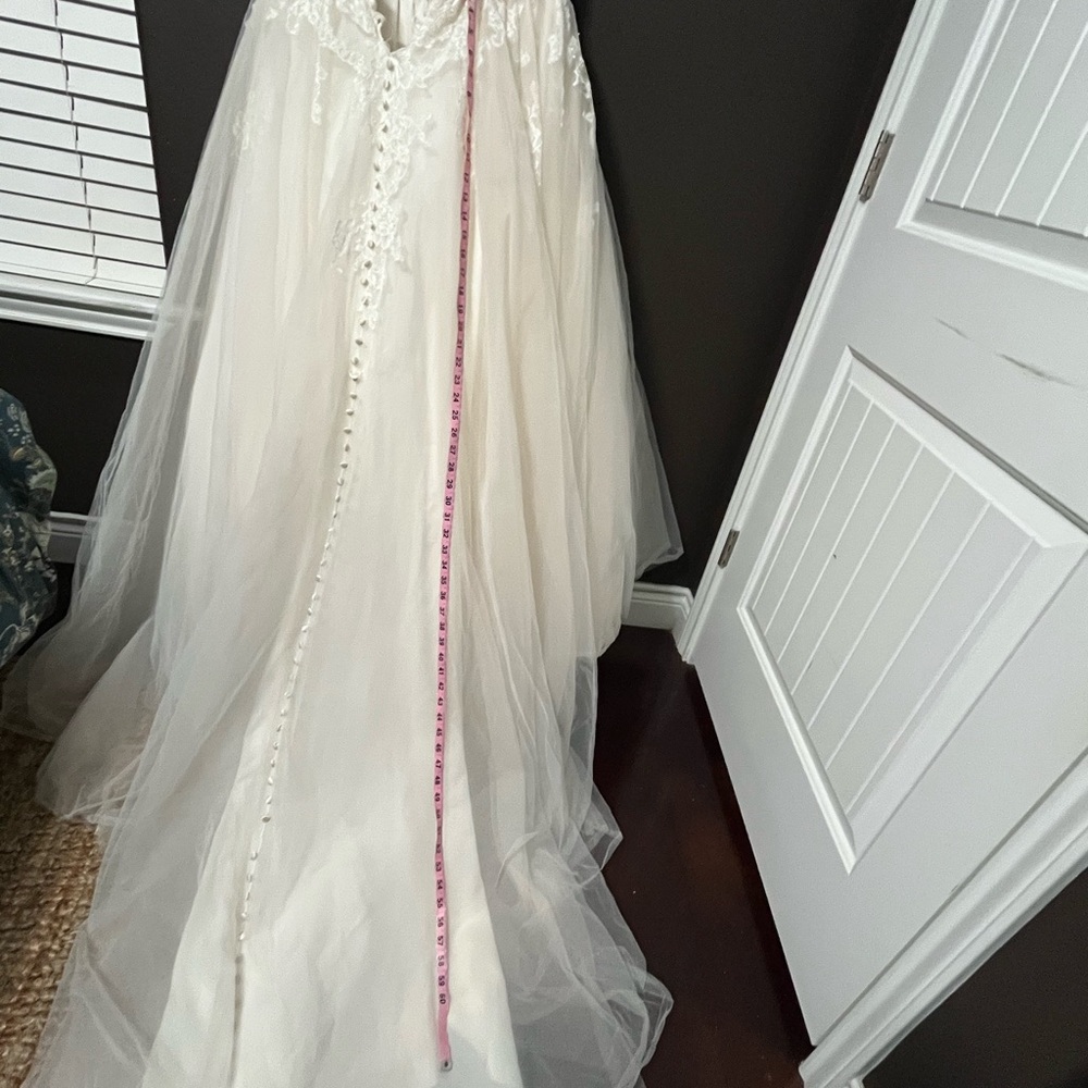 Beautiful Designer Lace Tulle Wedding Dress Sz 8/10 Corset Feminine Romantic - Picture 16 of 16